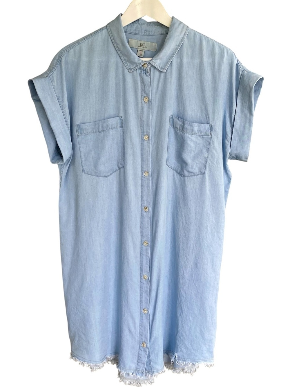 THREAD & SUPPLY Dress Button Down Shirt Style Blue Chambray Women Size L